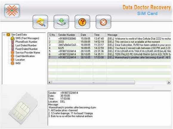 Screenshot of Data Doctor Recovery Sim Card