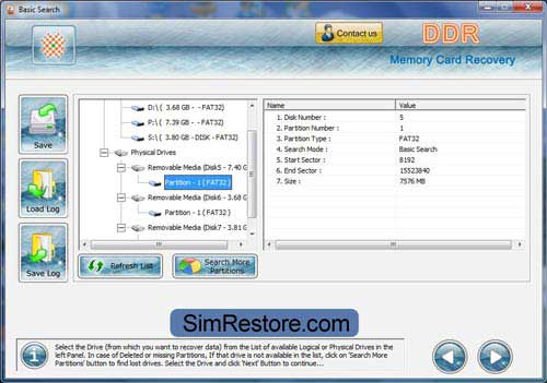 Screenshot of Memory Card Data Restore