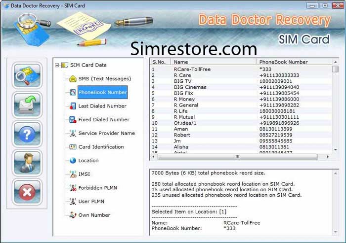 Screenshot of Buy Sim Restore Software