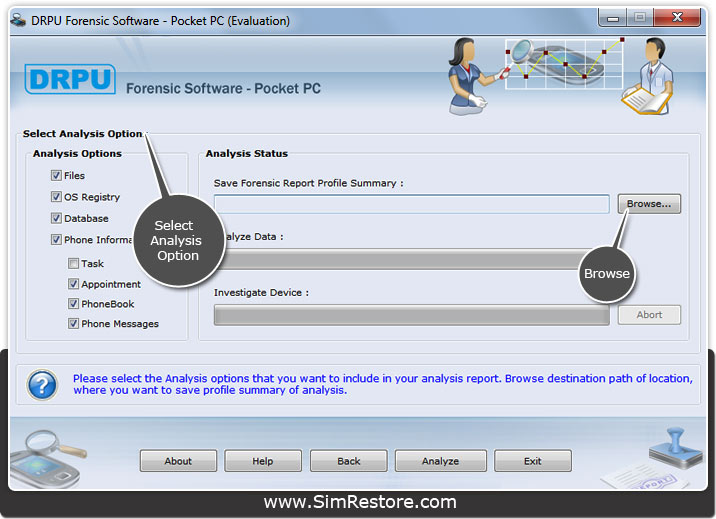 Select Analysis Options Select Analysis Options