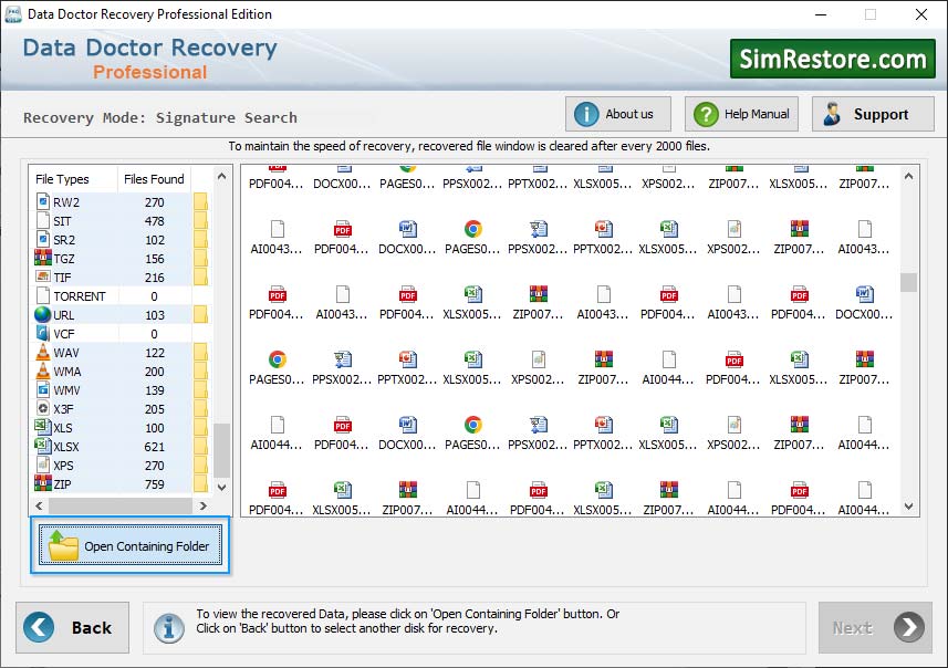 Open contaning folder Open contaning folder