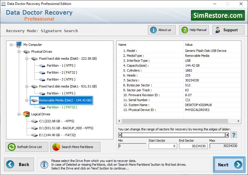Select Fixed Hard Disk Media Data Recovery Fixed Hard Disk Media
